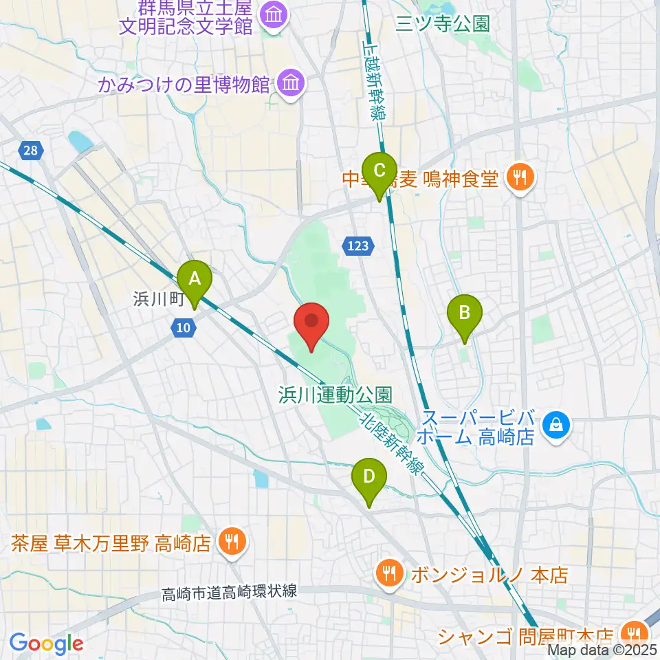 浜川競技場周辺のコンビニエンスストア一覧地図