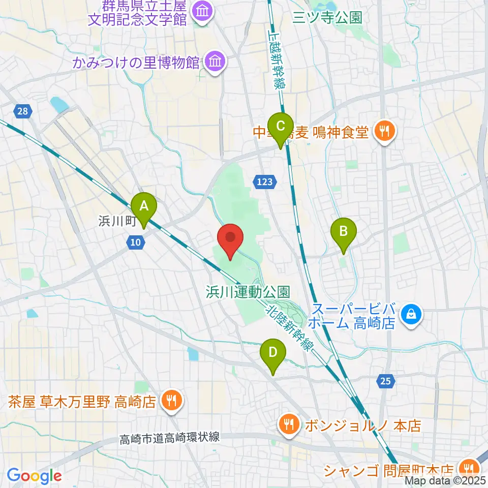 浜川競技場周辺のコンビニエンスストア一覧地図