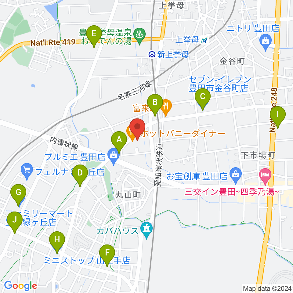 ロッキン豊田店周辺のコンビニエンスストア一覧地図