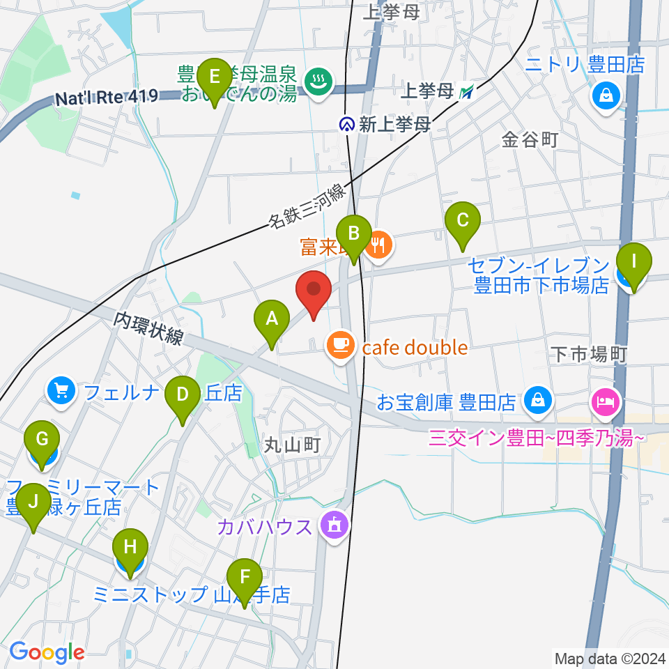 ロッキン豊田店周辺のコンビニエンスストア一覧地図