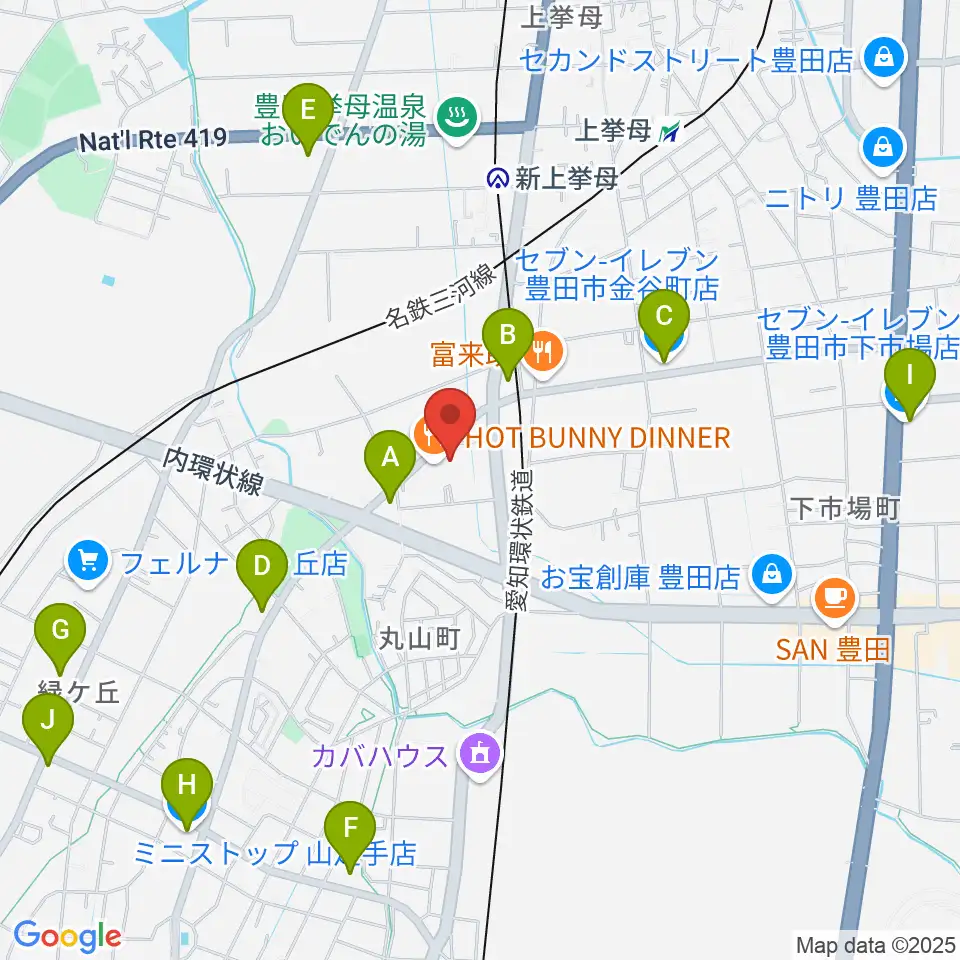 ロッキン豊田店周辺のコンビニエンスストア一覧地図