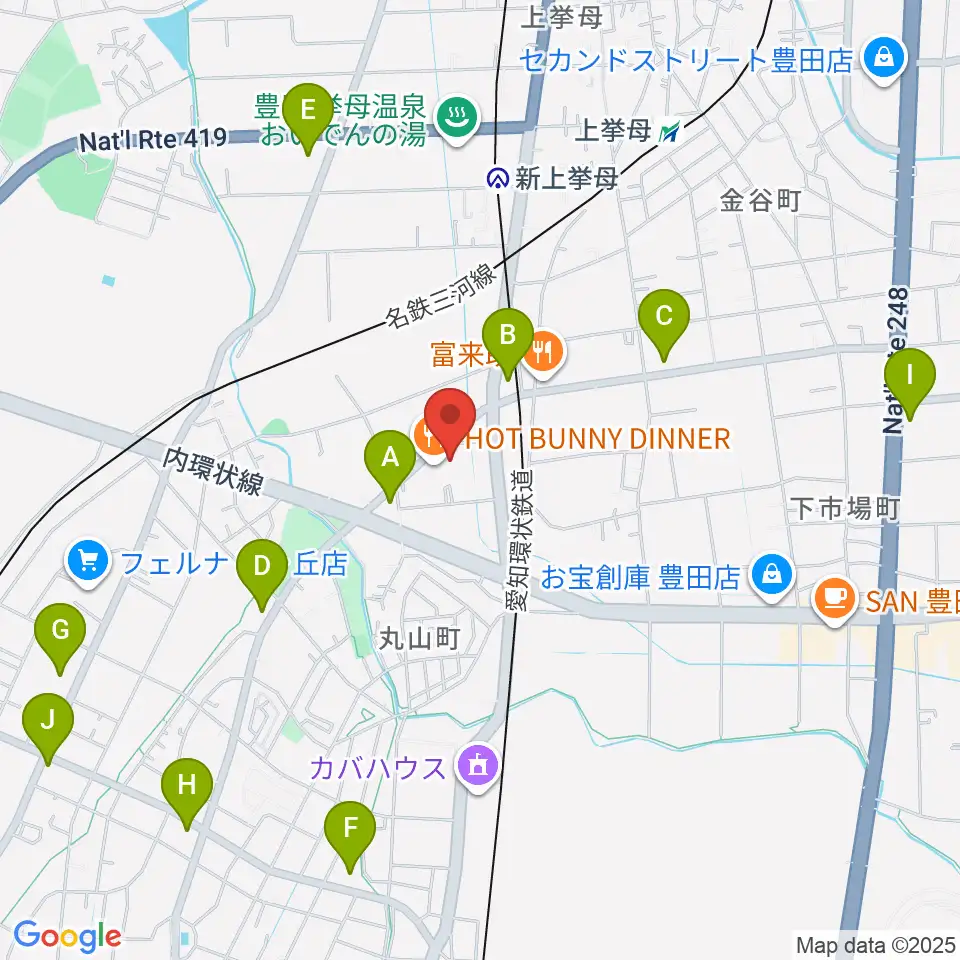 ロッキン豊田店周辺のコンビニエンスストア一覧地図