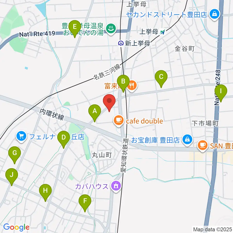 ロッキン豊田店周辺のコンビニエンスストア一覧地図