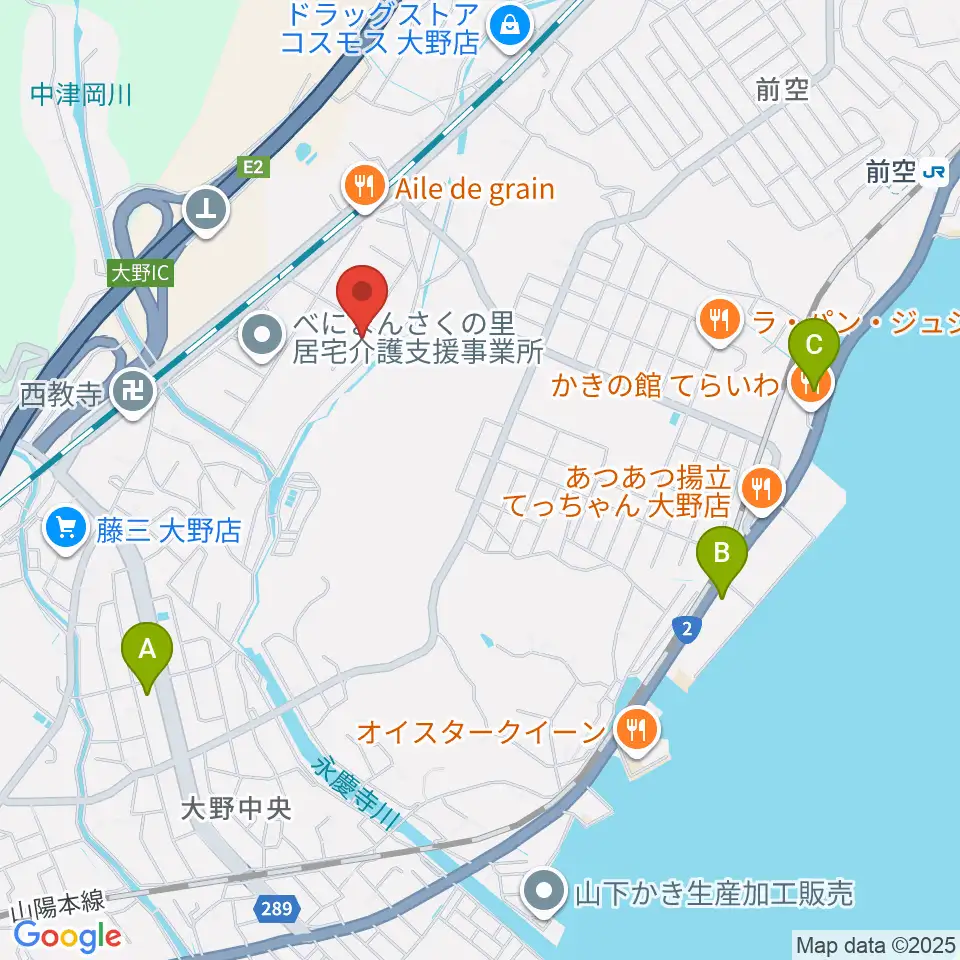 フジタスクエアまるくる大野周辺のコンビニエンスストア一覧地図