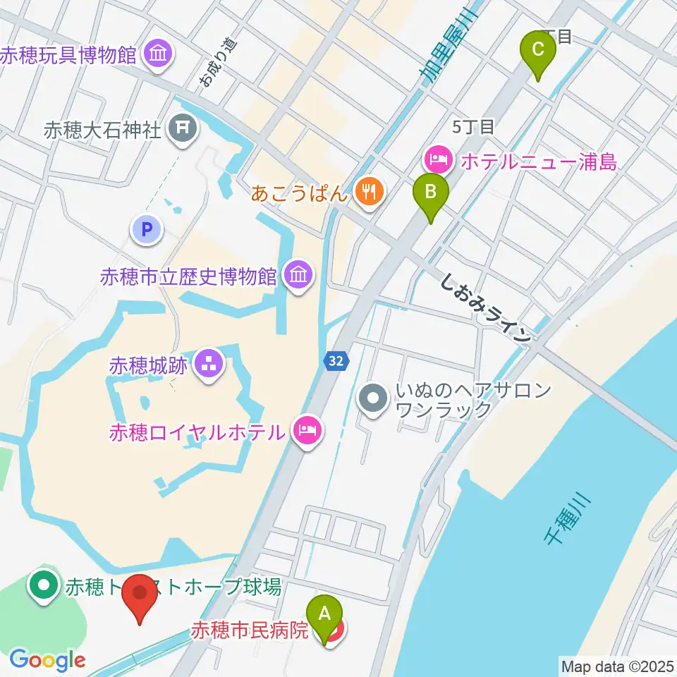 品川リフラ赤穂市民総合体育館周辺のコンビニエンスストア一覧地図