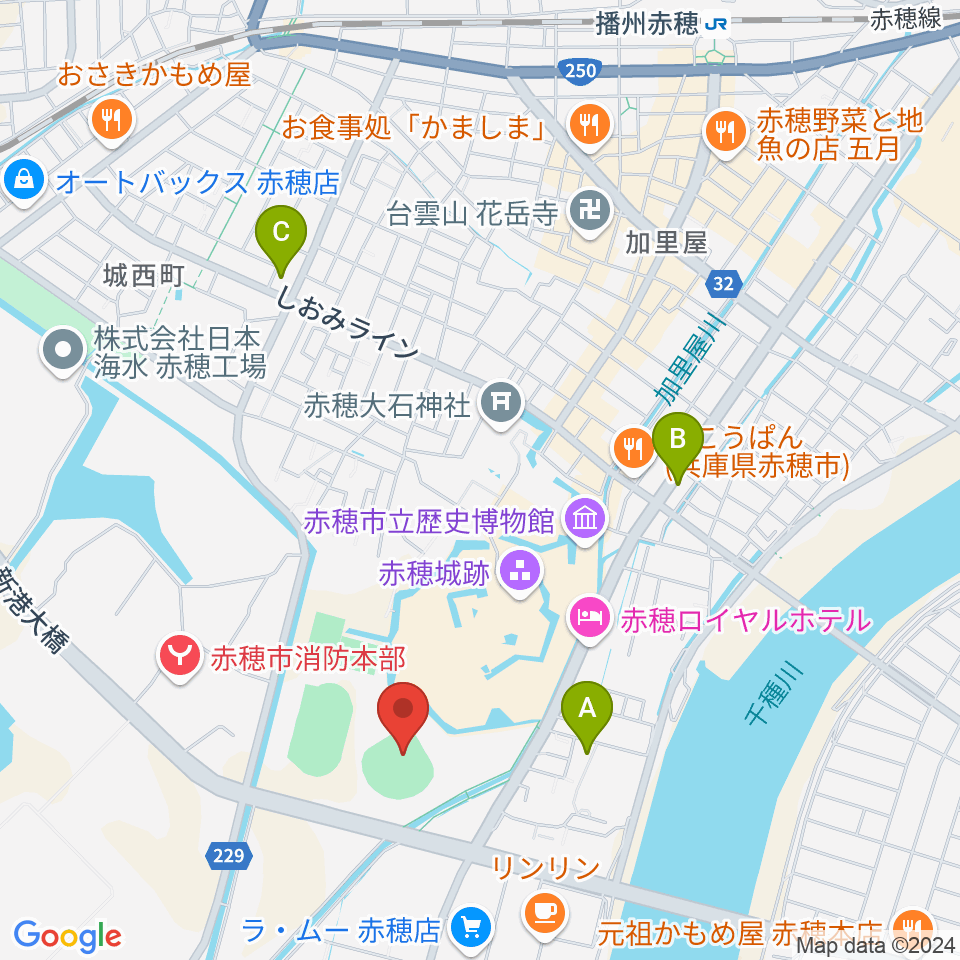 赤穂トラストホープ球場周辺のコンビニエンスストア一覧地図