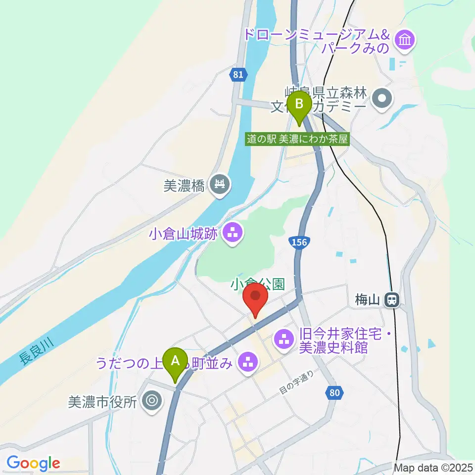 美濃市文化会館周辺のコンビニエンスストア一覧地図