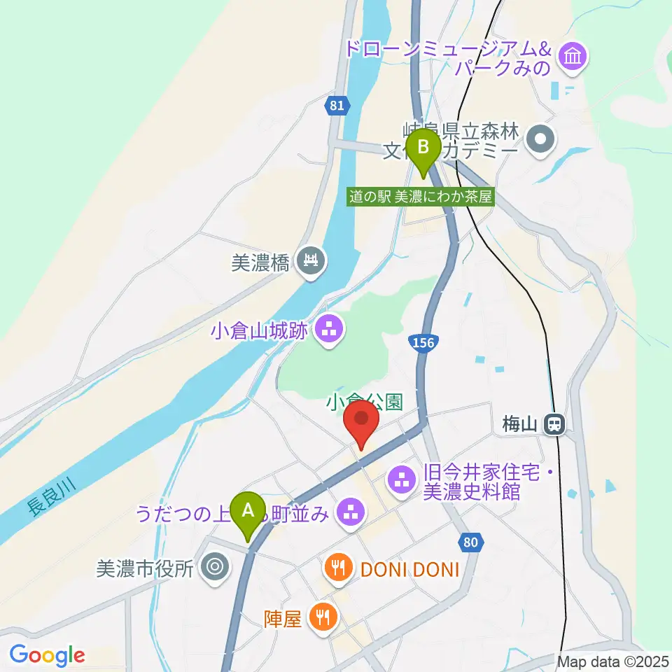 美濃市文化会館周辺のコンビニエンスストア一覧地図