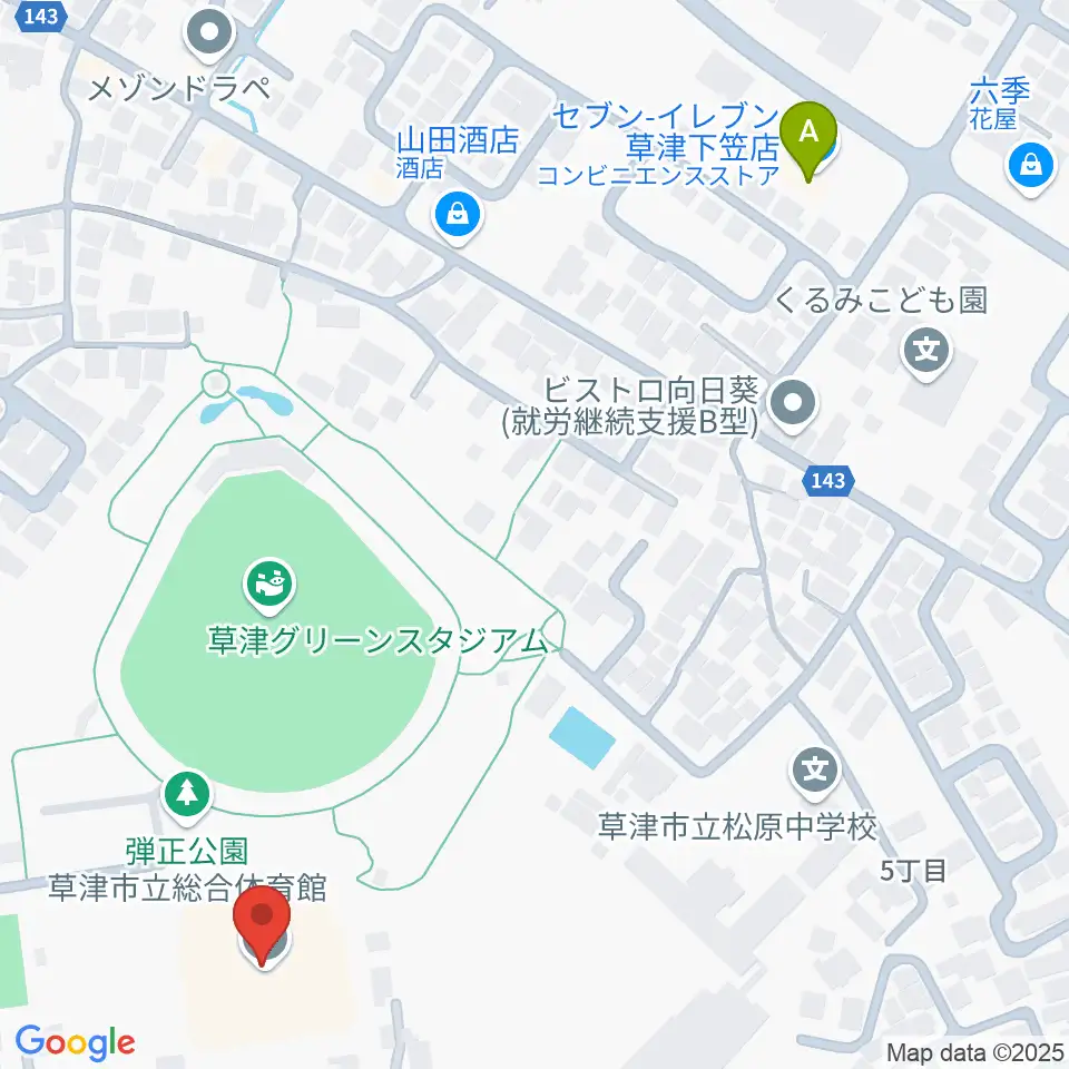 草津市立総合体育館周辺のコンビニエンスストア一覧地図