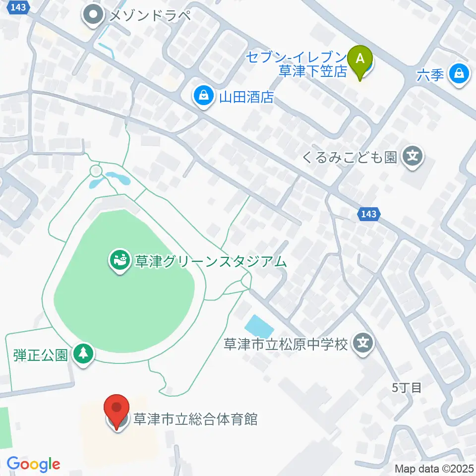 草津市立総合体育館周辺のコンビニエンスストア一覧地図