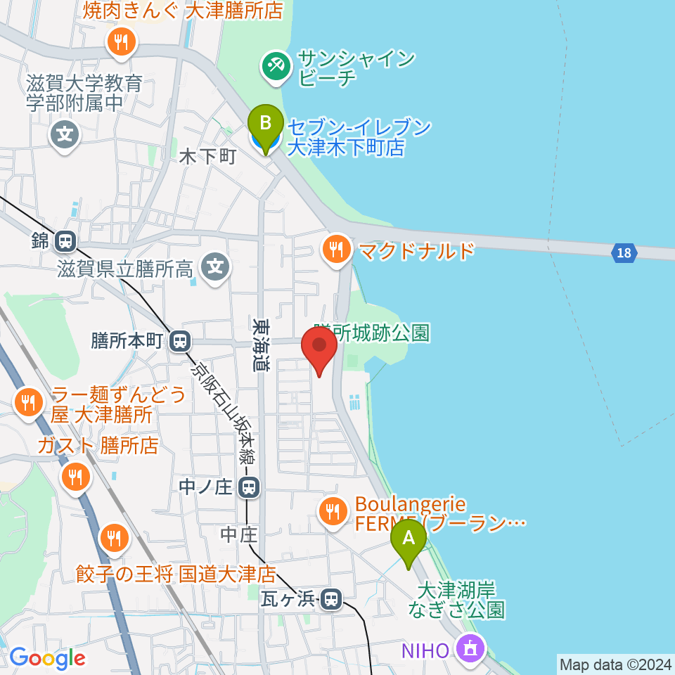 大津市生涯学習センター周辺のコンビニエンスストア一覧地図