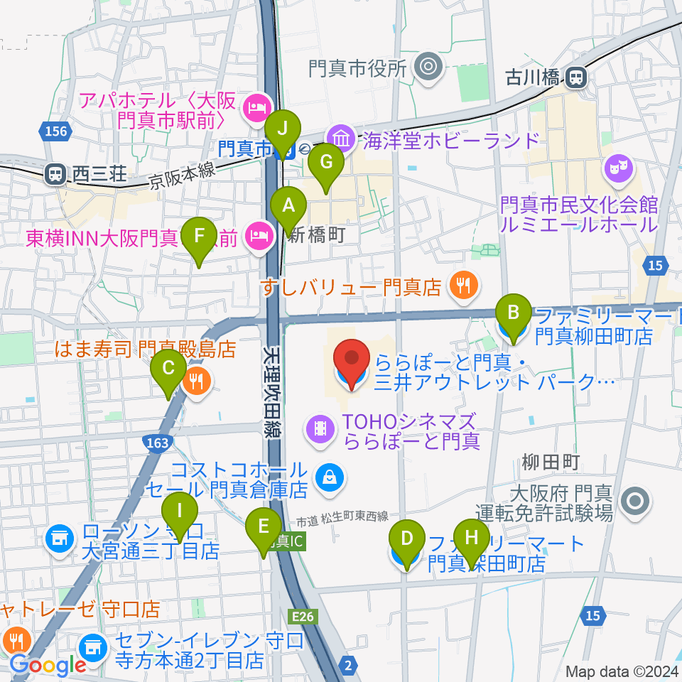 TOHOシネマズ ららぽーと門真周辺のコンビニエンスストア一覧地図