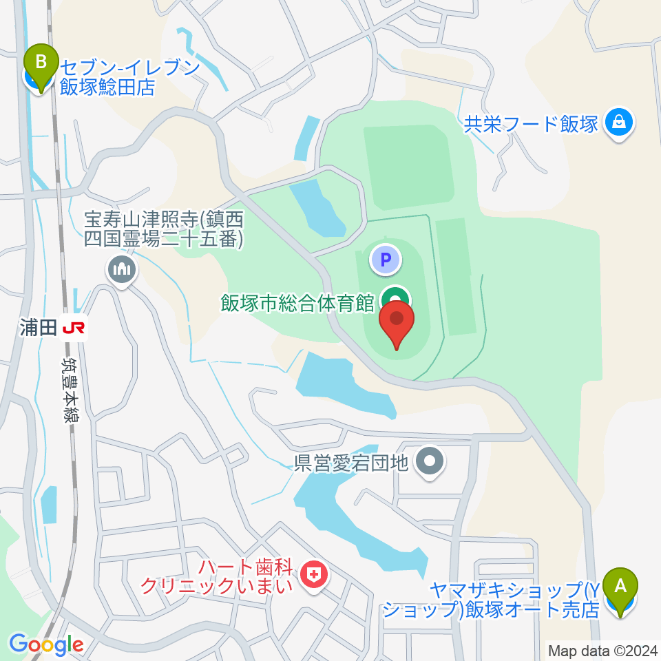 飯塚市総合体育館周辺のコンビニエンスストア一覧地図