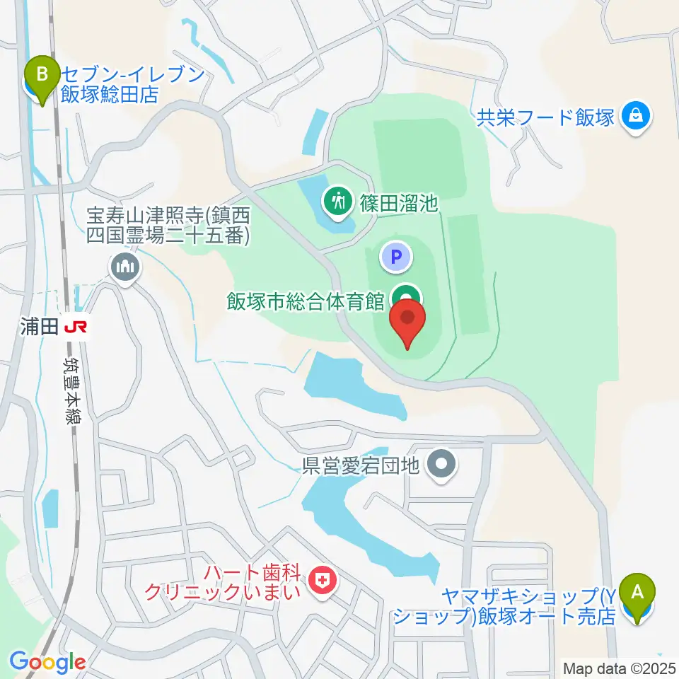 飯塚市総合体育館周辺のコンビニエンスストア一覧地図