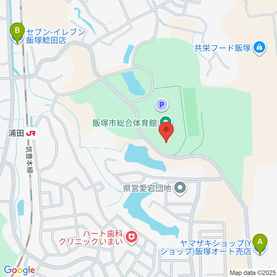 飯塚市総合体育館周辺のコンビニエンスストア一覧地図