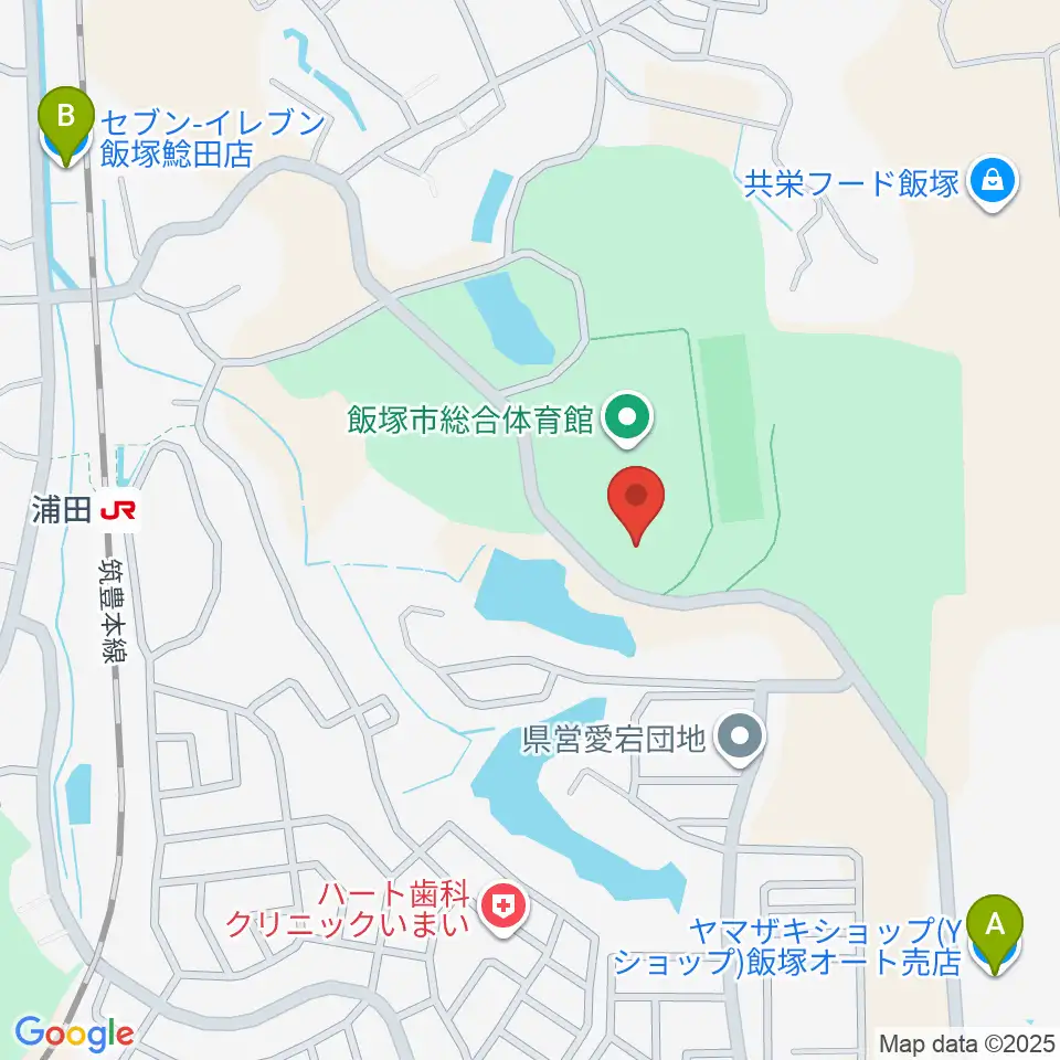 飯塚市総合体育館周辺のコンビニエンスストア一覧地図