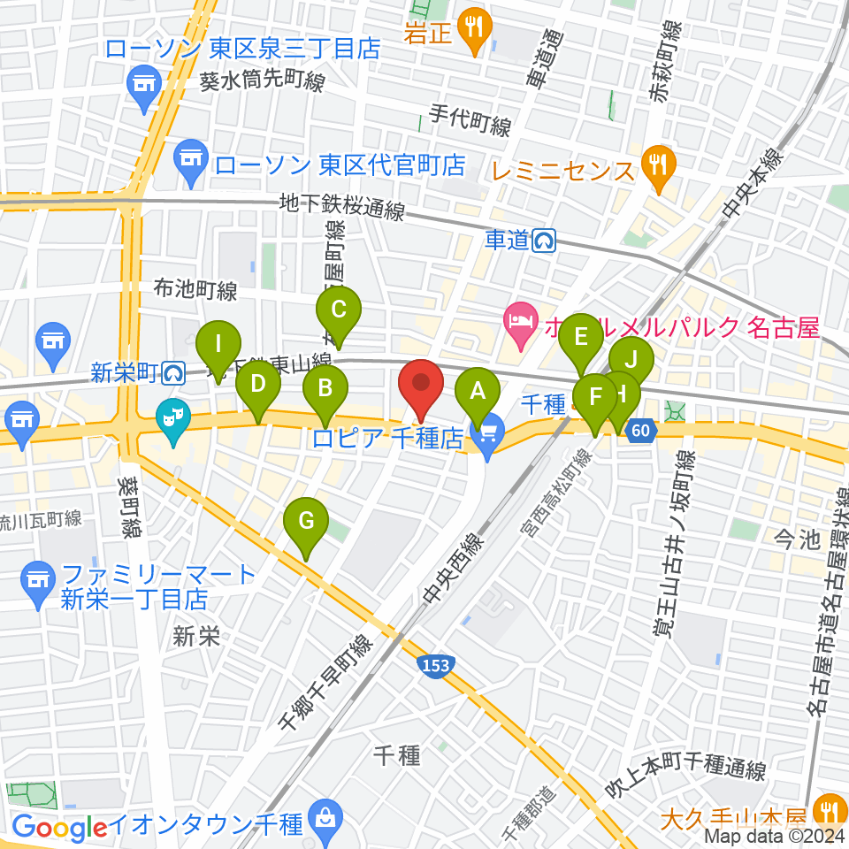 メニコンシアターAoi周辺のコンビニエンスストア一覧地図