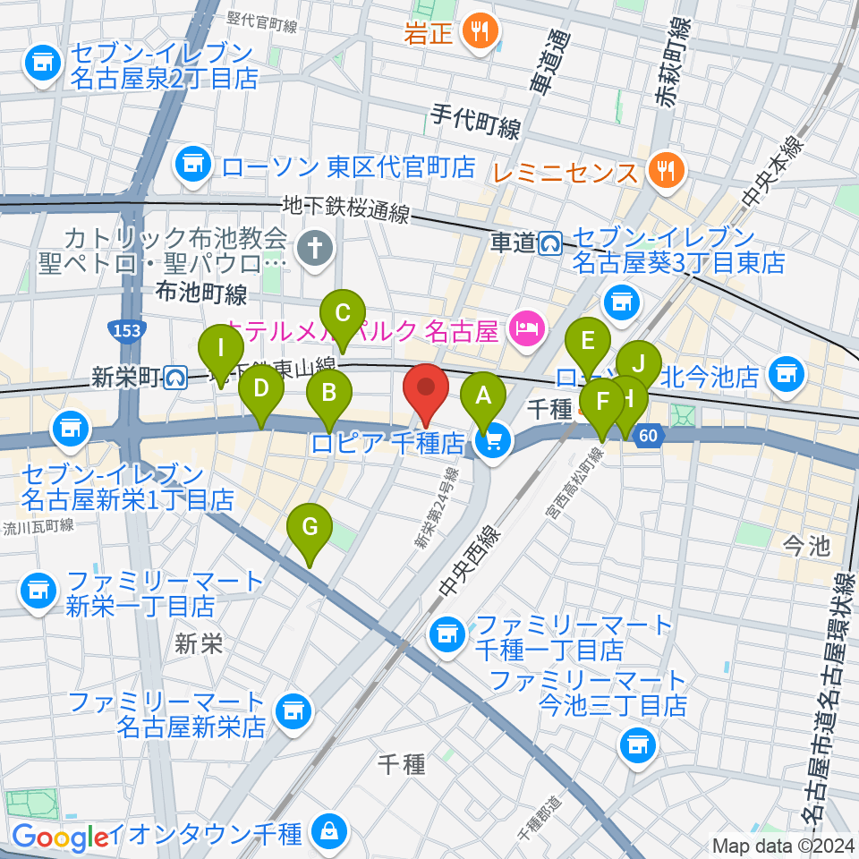 メニコンシアターAoi周辺のコンビニエンスストア一覧地図