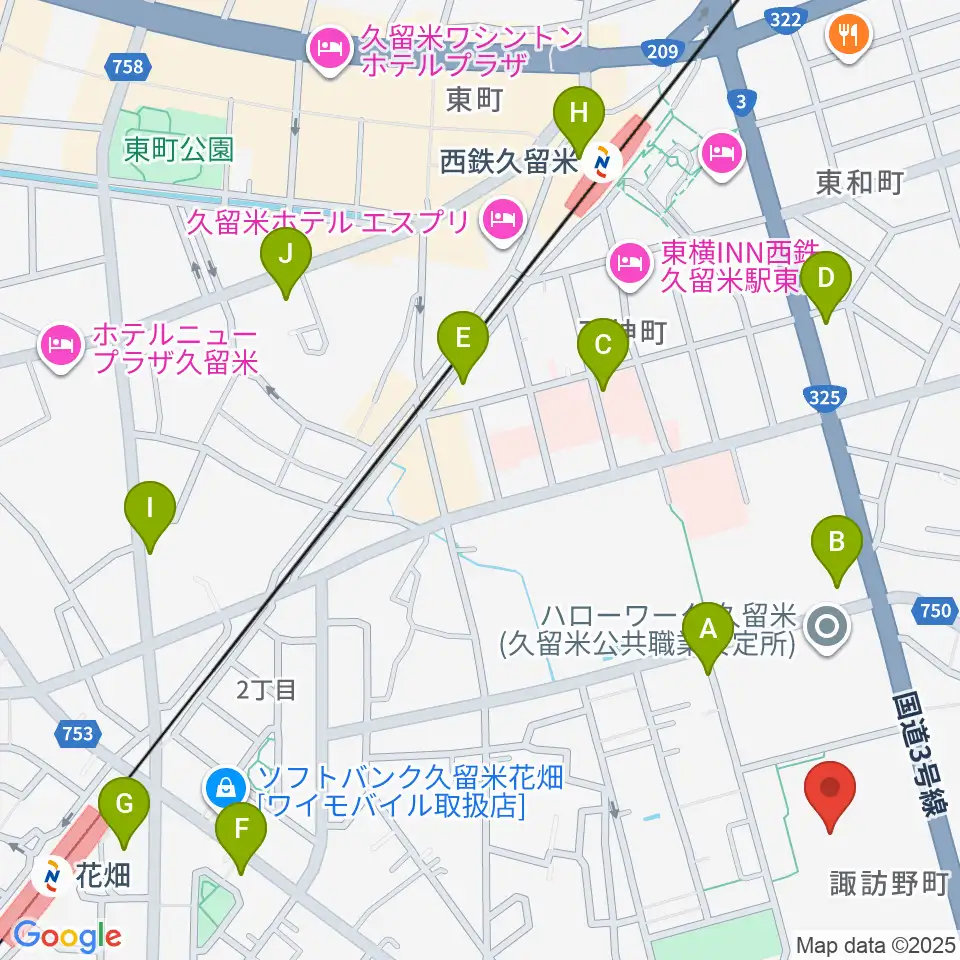 えーるピア久留米 生涯学習センター周辺のコンビニエンスストア一覧地図