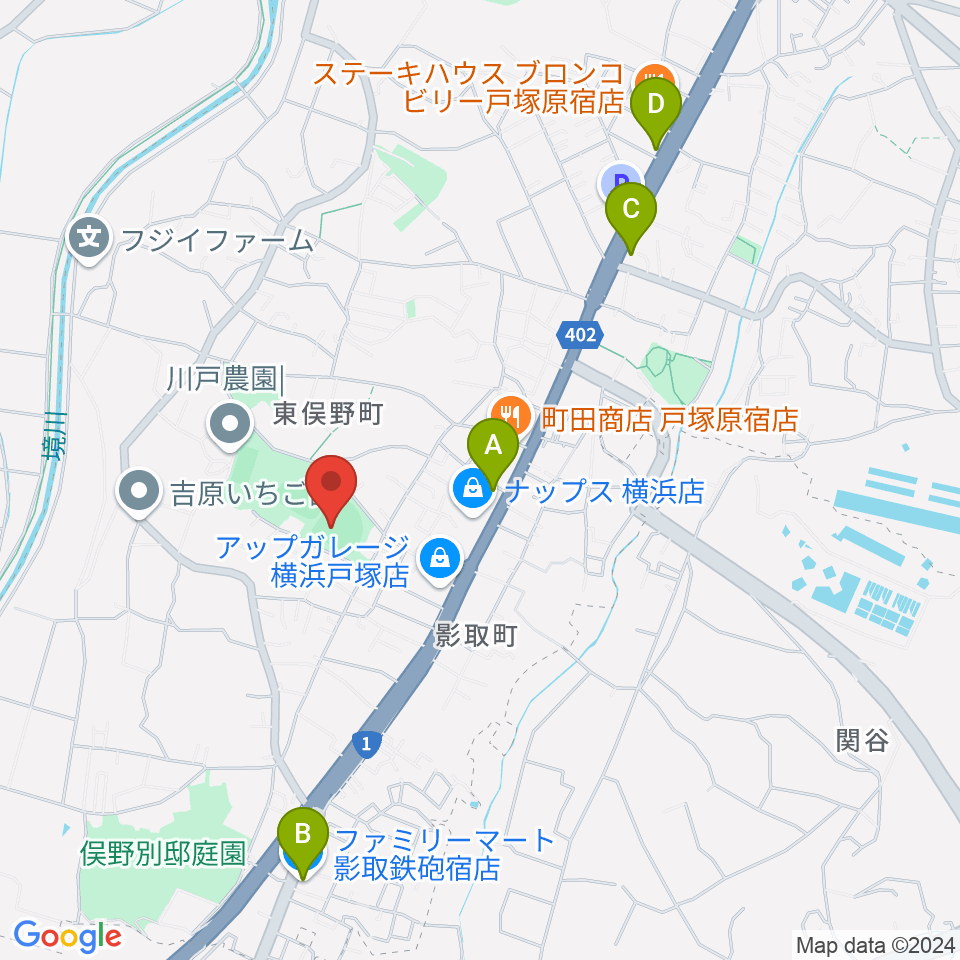 東俣野中央公園運動広場周辺のコンビニエンスストア一覧地図