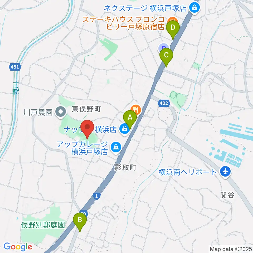 東俣野中央公園運動広場周辺のコンビニエンスストア一覧地図