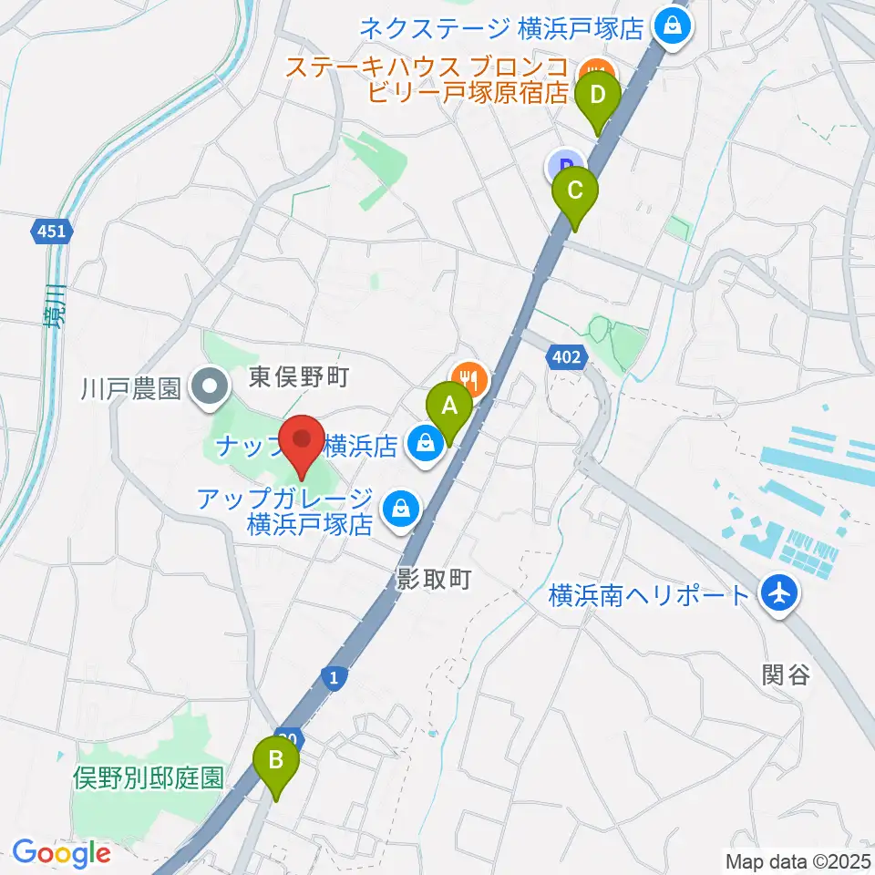 東俣野中央公園運動広場周辺のコンビニエンスストア一覧地図