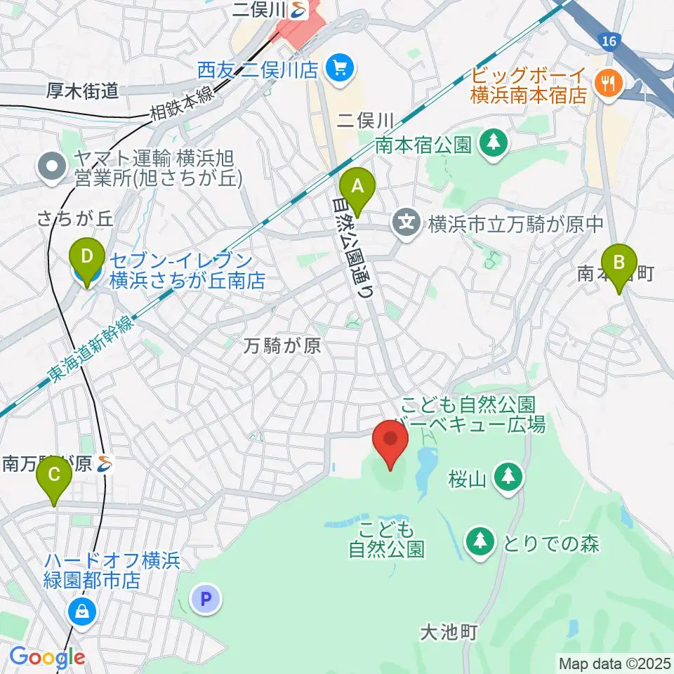こども自然公園野球場周辺のコンビニエンスストア一覧地図