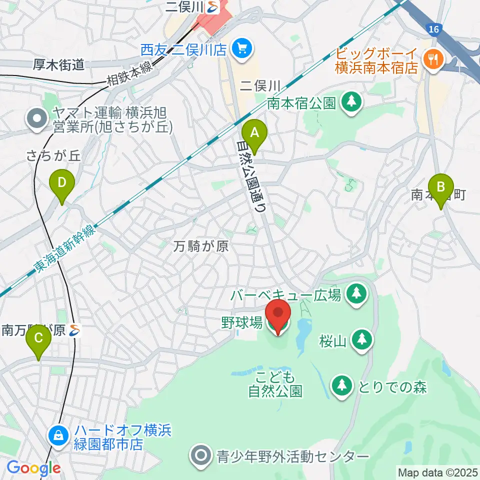 こども自然公園野球場周辺のコンビニエンスストア一覧地図