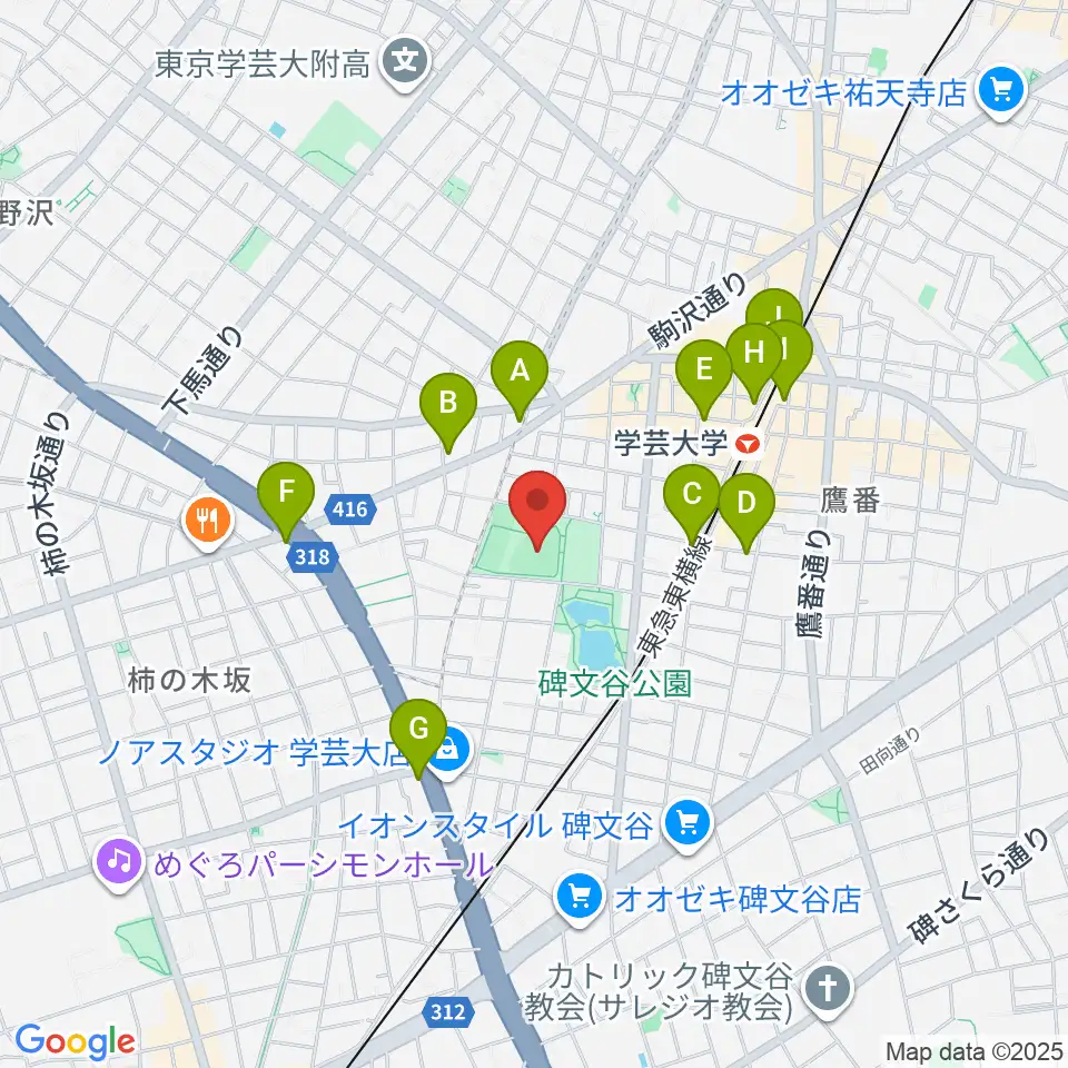 碑文谷野球場周辺のコンビニエンスストア一覧地図