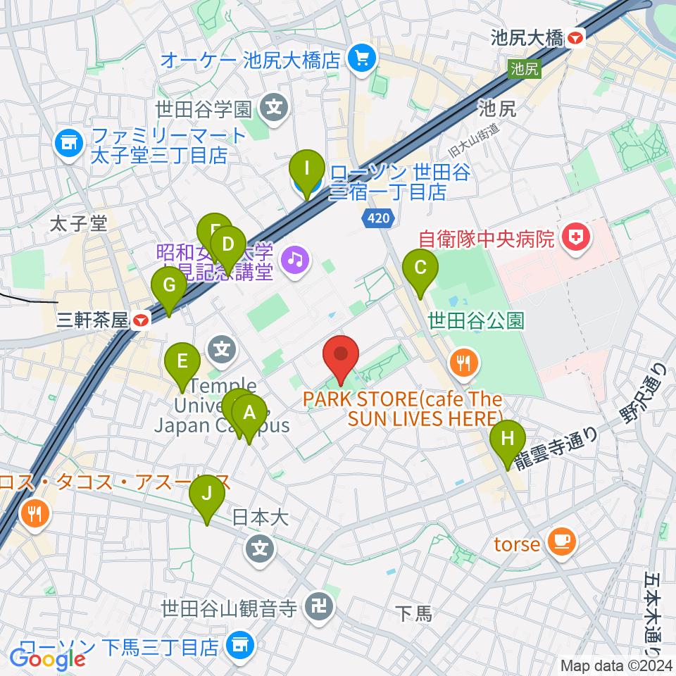 こどものひろば公園 少年野球場周辺のコンビニエンスストア一覧地図