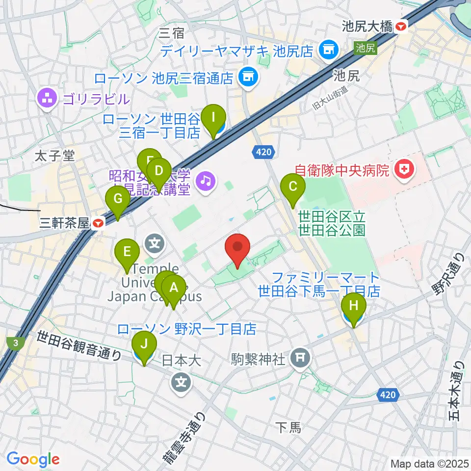 こどものひろば公園 少年野球場周辺のコンビニエンスストア一覧地図