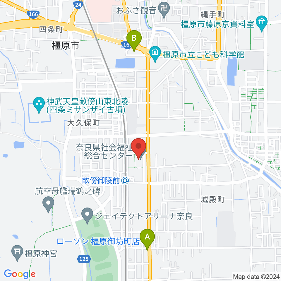 奈良県社会福祉総合センター周辺のコンビニエンスストア一覧地図