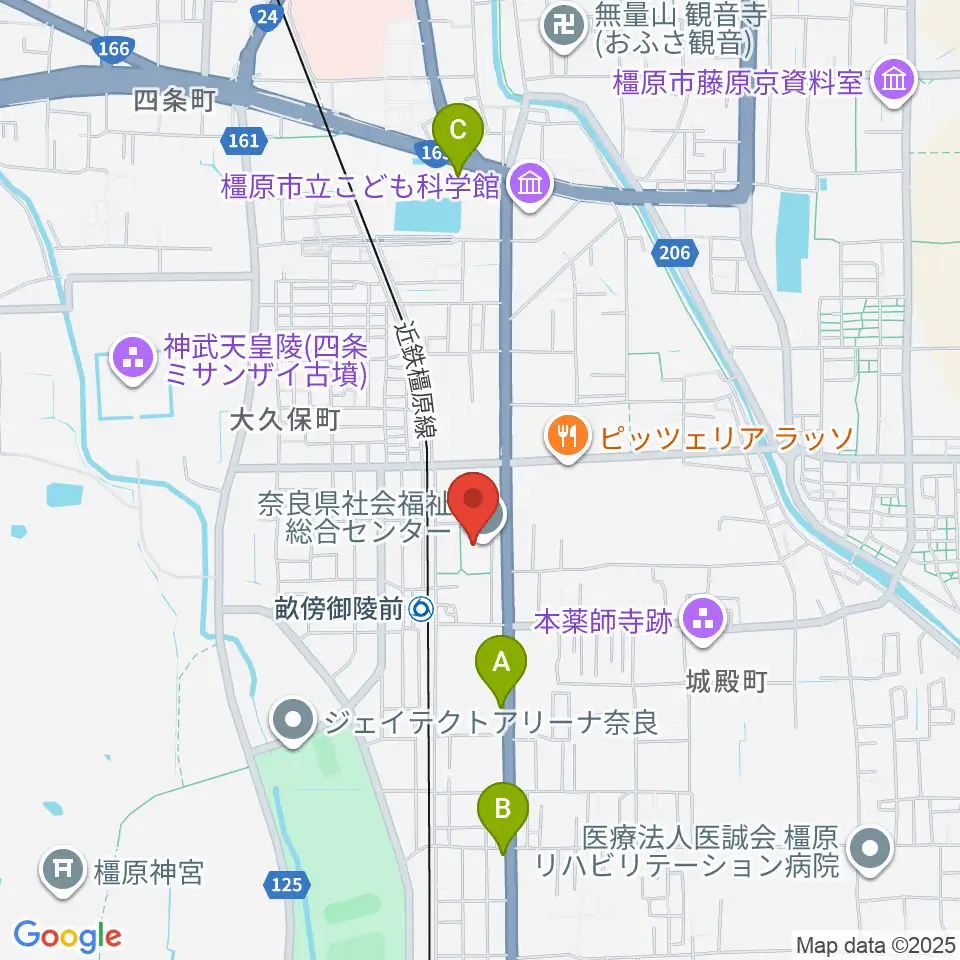 奈良県社会福祉総合センター周辺のコンビニエンスストア一覧地図