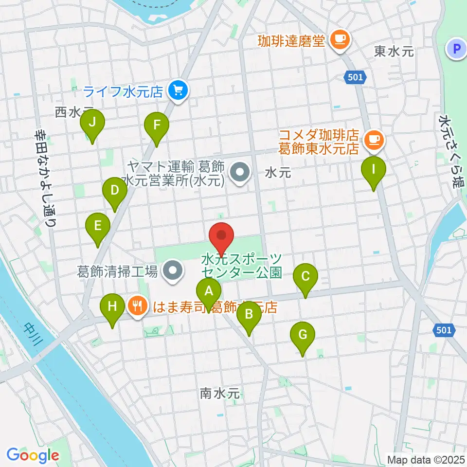 水元総合スポーツセンター周辺のコンビニエンスストア一覧地図