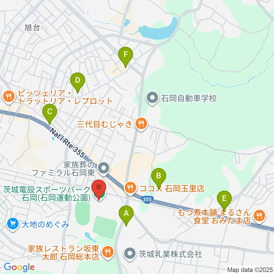 石岡市運動公園体育館周辺のコンビニエンスストア一覧地図