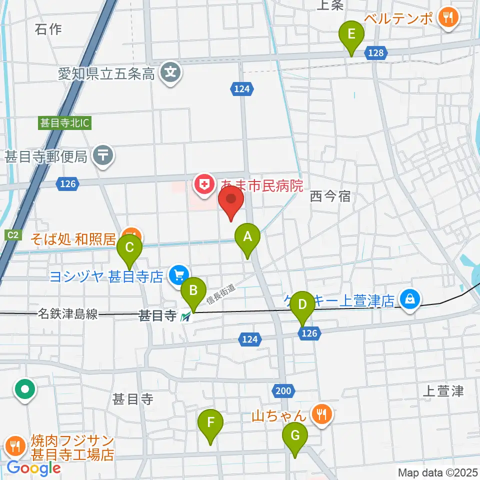 あま市甚目寺総合体育館周辺のコンビニエンスストア一覧地図
