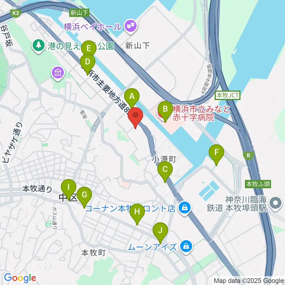 横浜市中スポーツセンター周辺のコンビニエンスストア一覧地図