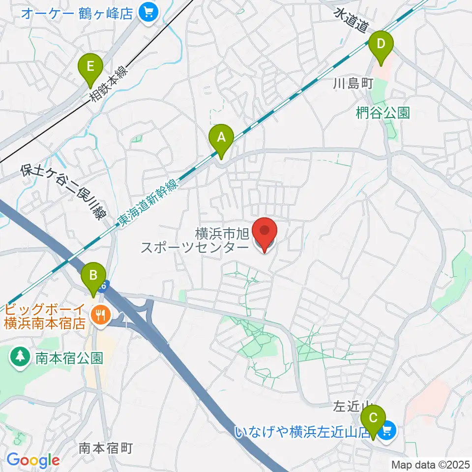 横浜市旭スポーツセンター周辺のコンビニエンスストア一覧地図