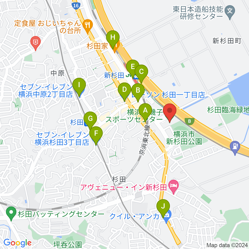 横浜市磯子スポーツセンター周辺のコンビニエンスストア一覧地図