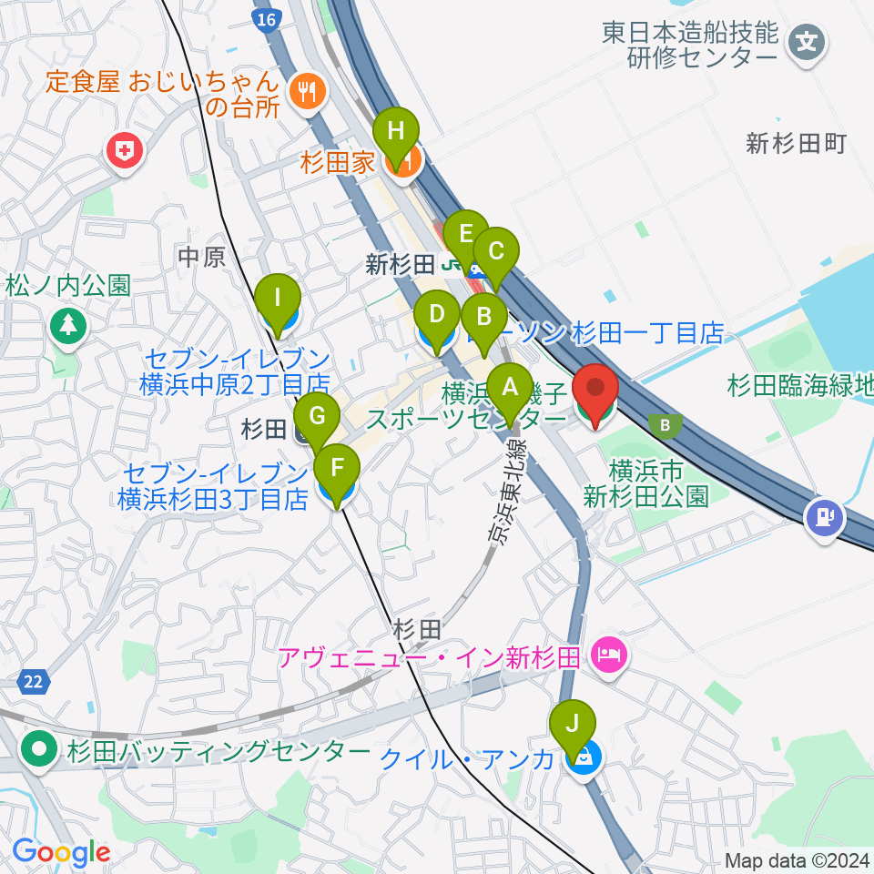 横浜市磯子スポーツセンター周辺のコンビニエンスストア一覧地図