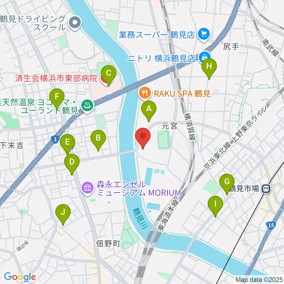 横浜市鶴見スポーツセンター周辺のコンビニエンスストア一覧地図