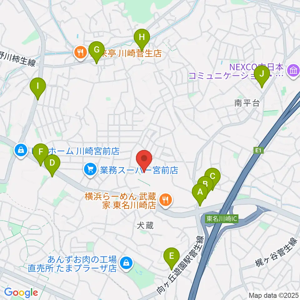 川崎市宮前スポーツセンター周辺のコンビニエンスストア一覧地図