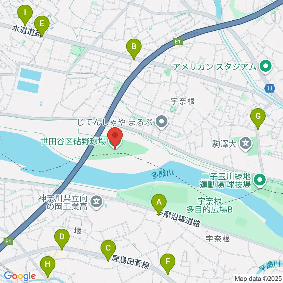 目黒区砧野球場周辺のコンビニエンスストア一覧地図