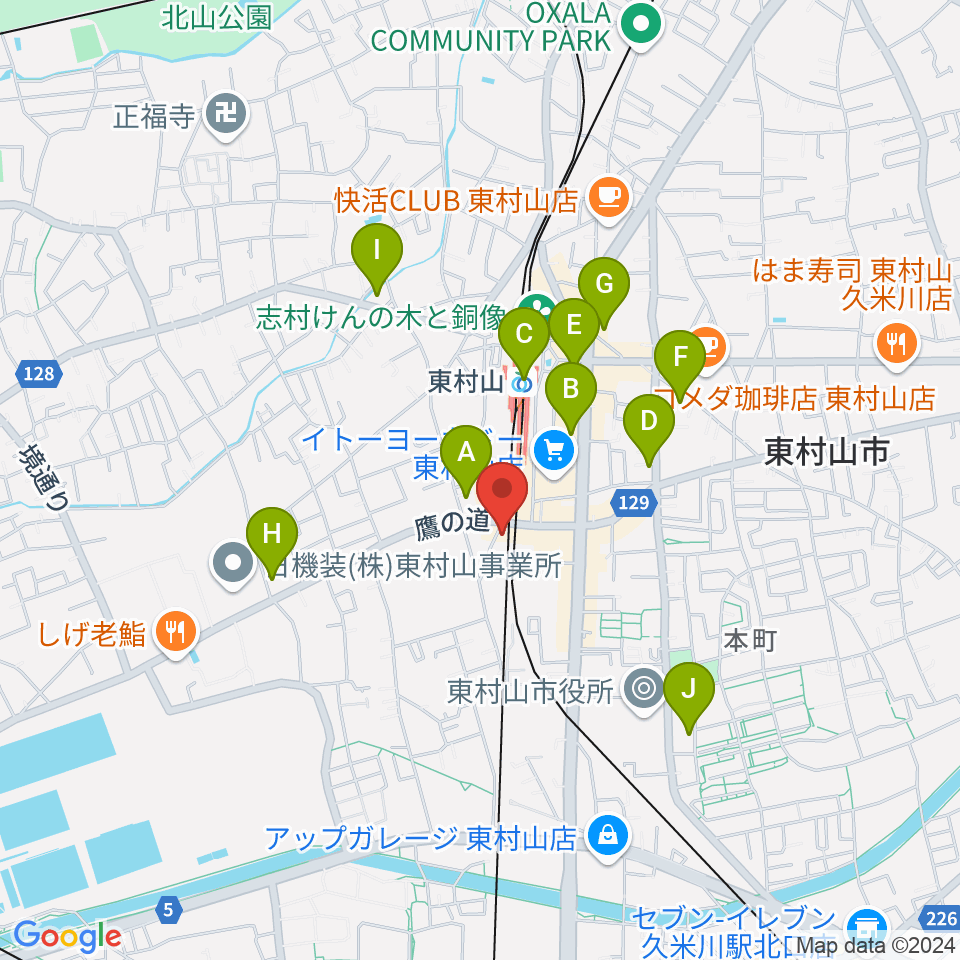 サウンド・スクエア東村山店周辺のコンビニエンスストア一覧地図