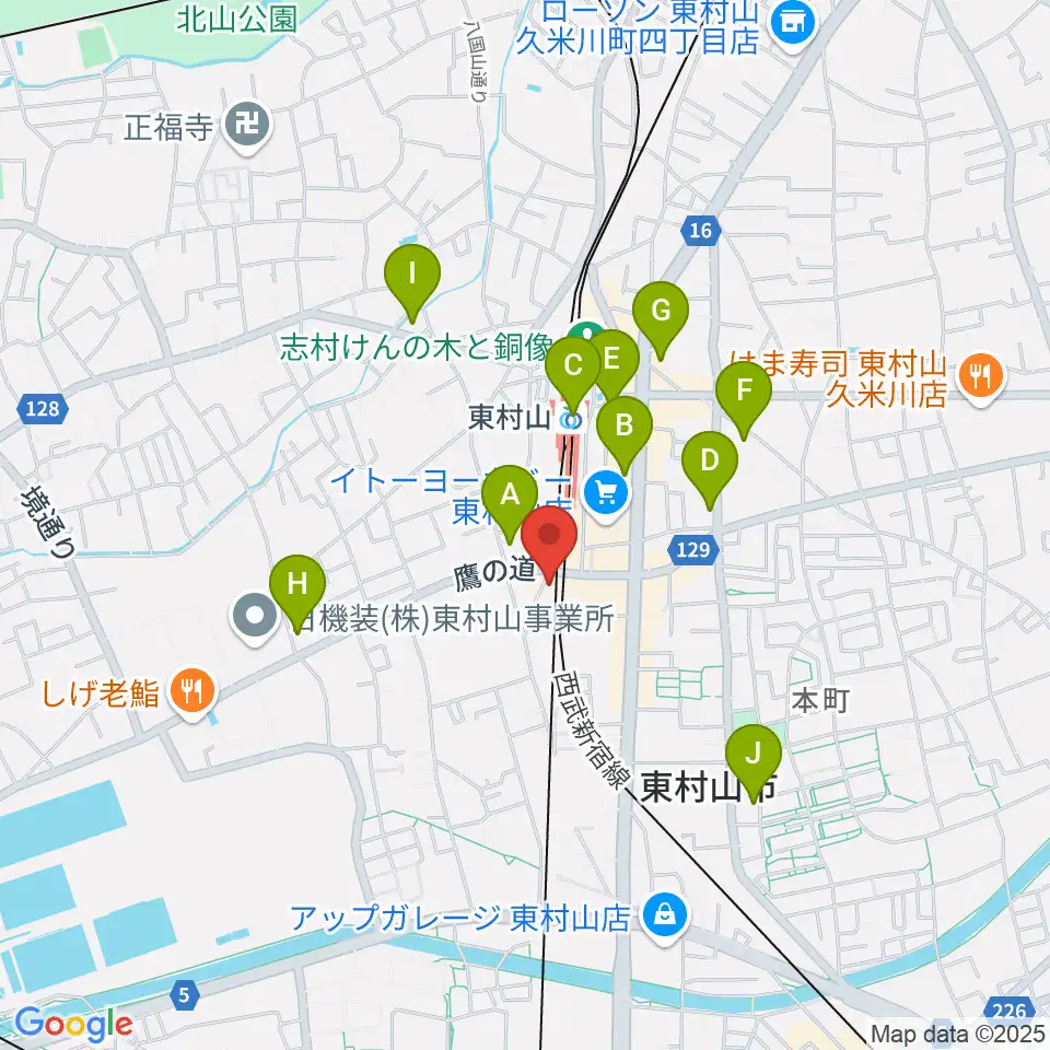 サウンド・スクエア東村山店周辺のコンビニエンスストア一覧地図
