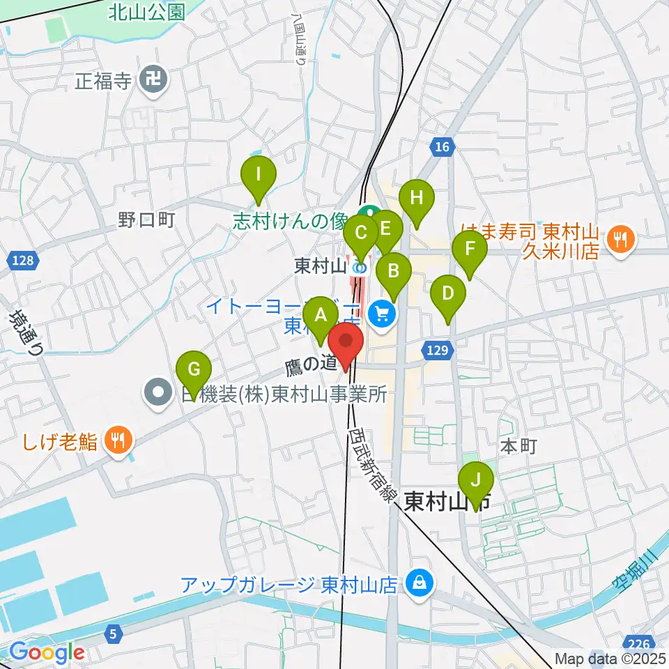 サウンド・スクエア東村山店周辺のコンビニエンスストア一覧地図