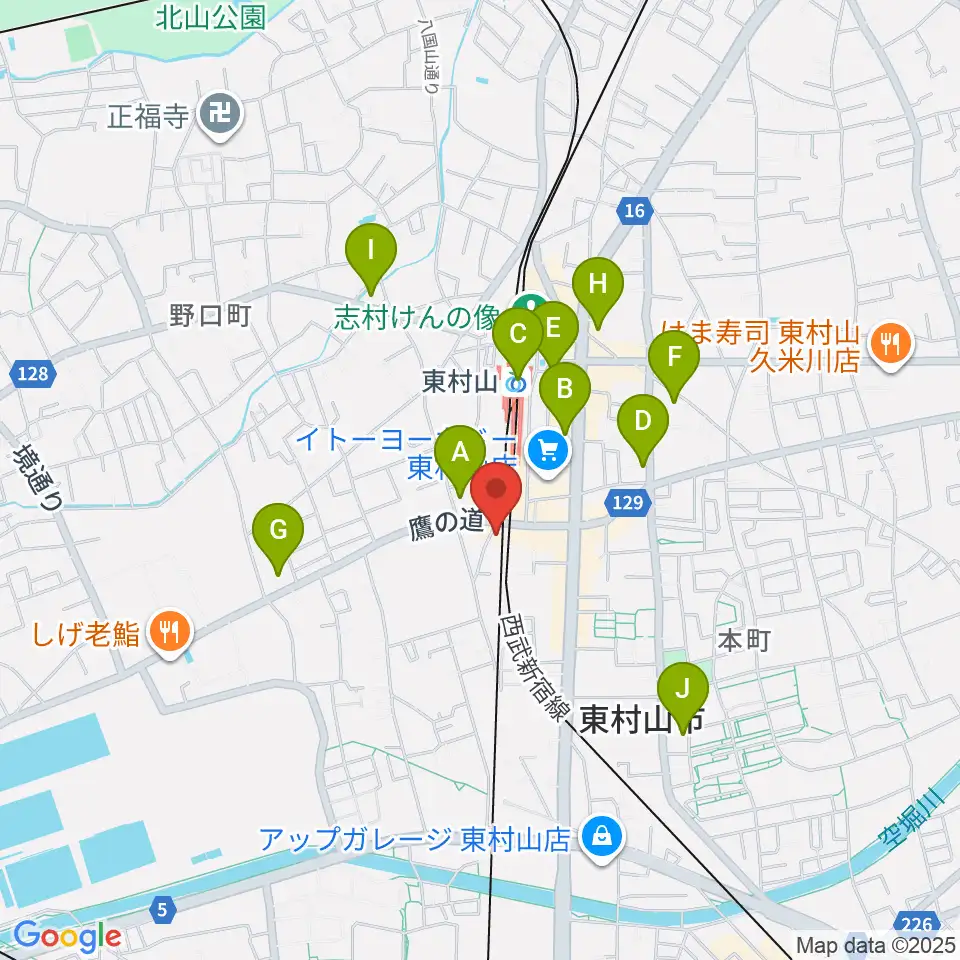 サウンド・スクエア東村山店周辺のコンビニエンスストア一覧地図