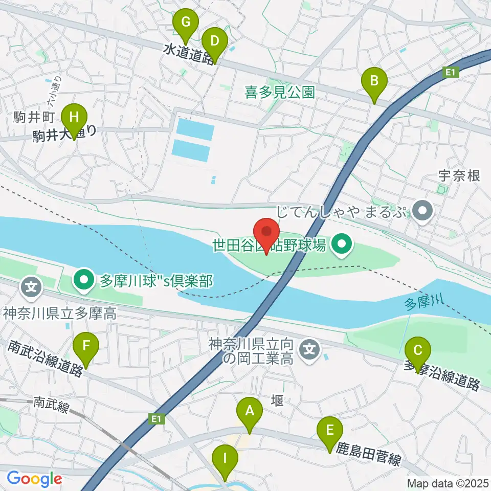 目黒区砧サッカー場周辺のコンビニエンスストア一覧地図