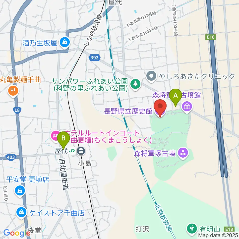 長野県立歴史館周辺のコンビニエンスストア一覧地図
