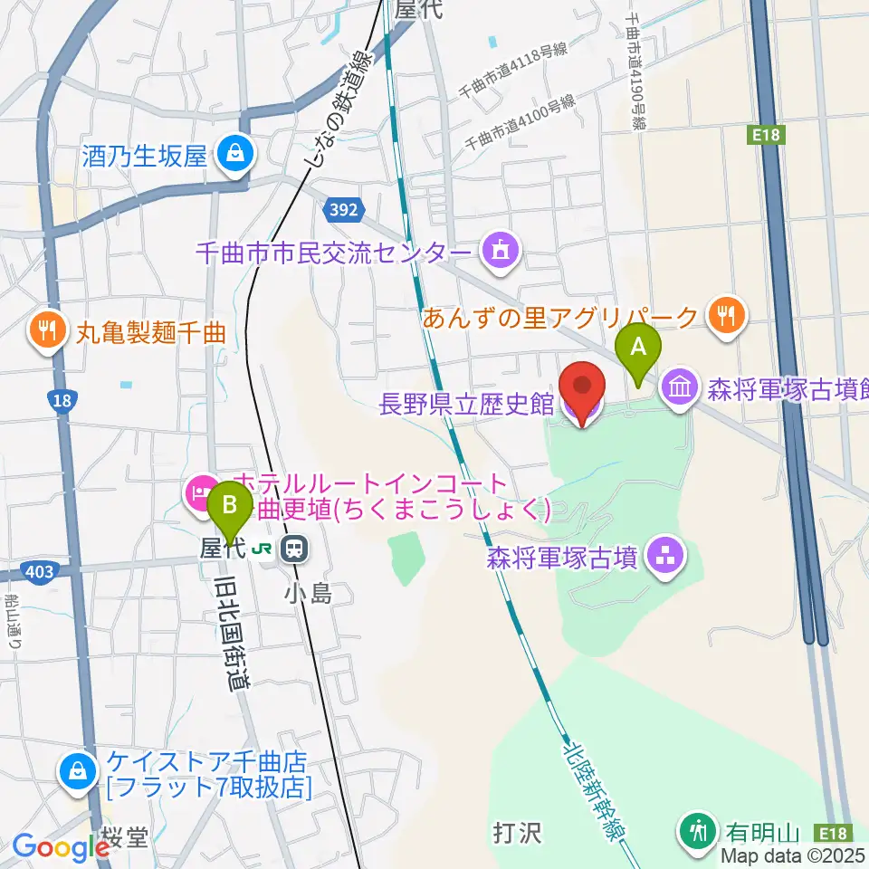 長野県立歴史館周辺のコンビニエンスストア一覧地図